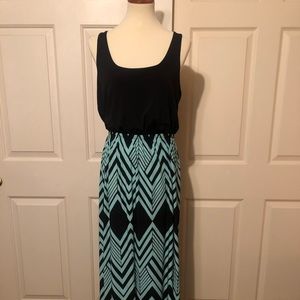Black/Teal Maxi Dress